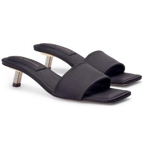 Good American Kickstand Slide Sandal Mules - Black Satin